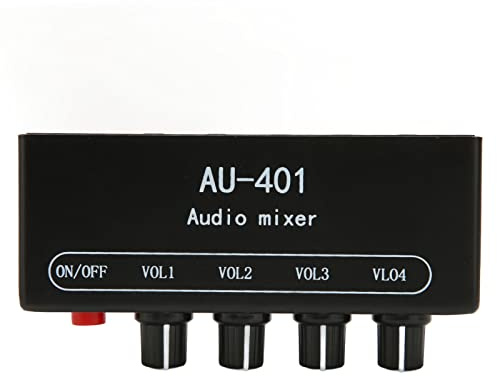 LOCADENCE Stereo Mixer, 4 in 1 Ausgang, unabhängige Lautstärkeregelung, 3,5 mm Sound Mixer mit PC, Mobiltelefonen, Laptop für Kopfhörerverstärker, PC