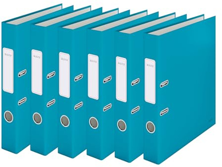 Leitz Qualitäts-Ordner, 6er Pack, A4, 350 Blatt, 5 cm Rückenbreite, Sanftes Blau,Cosy-Serie, 10620061