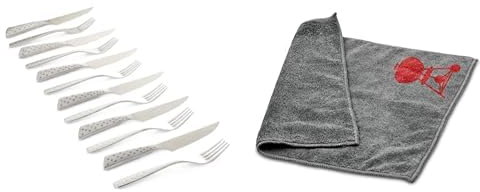 Weber 17845 Deluxe Steakbesteck Set 12tlg., sechs Edelstahl-Gedecke, ergonomisch geformt