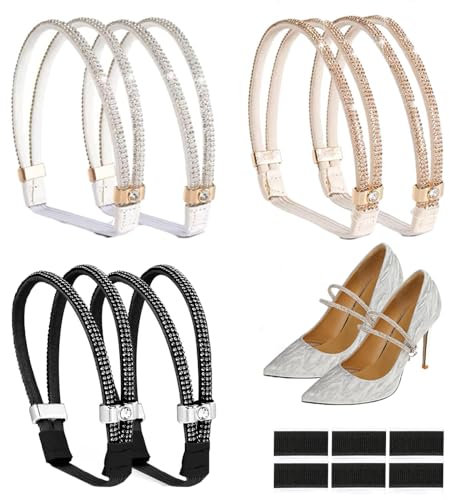 RXKFIGX 3 Pairs Shoe Straps for Heels,Sandal Shoelace Shoe Adjustable Straps Shoelace Anti Loose Shoe Laces Detachable Heel Straps for Holding Loose High Heel Slipper