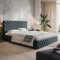 MOTIVENA Dalia Chesterfield Polsterbett 180x200 Mit Bettkasten, Matratze Und Lattenrost - Kopfteil Samt, H3/H4 Matratze - Grau Anthrazit