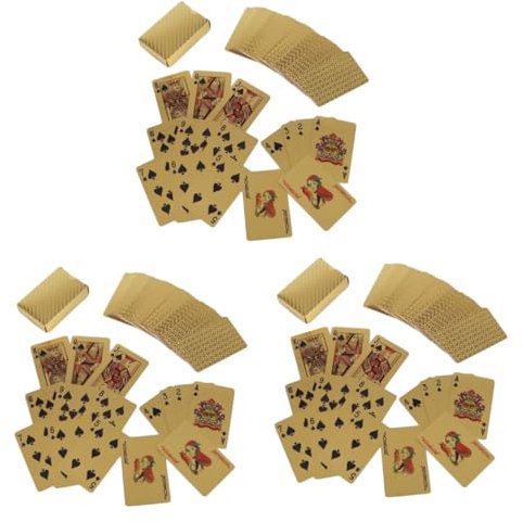 Alasum 3sätze wasserdichte Gold Foil Pokerkarten Hochwertiges Spielkartenset Für Home Bar Und Büro Kreatives Design Für Unterhaltung Und Geselligkeit