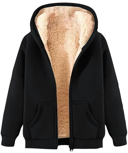 Veste Polaire Femme Homme Chaud Doublure Zippée à Capuche Hoodies Sweatshirt Veste à Manches Longues Automne Hiver Outerwear Sweats à Capuche