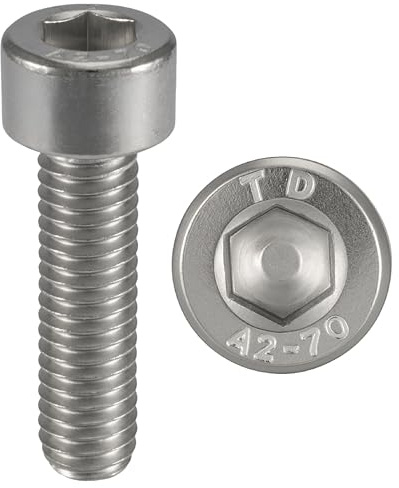 Tornillo de acero inoxidable M4 x 20 mm cabeza cilíndrica BTR Ø 4 x 20 mm | Tornillos M4 x 20 mm CHC de 6 caras huecas (llave allen) | Acero inoxidable A2-70 (V2A/304) | ISO 4762 / DIN 912: lote de 50