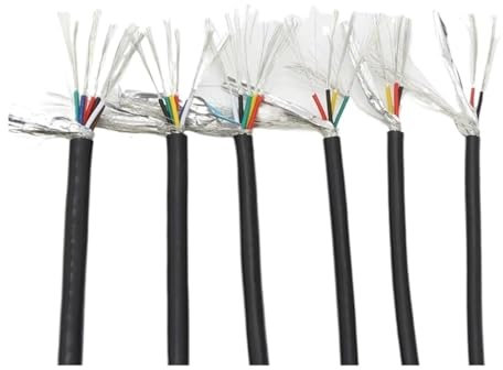 WANGFHAO 2/5/10M UL2464 shielded wire 26AWG 24AWG 22AWG channel audio wire 2 3 4 5 6 8 core copper signal control cable sheathed wire(Black 26AWG,2 METERS_4 CORES)