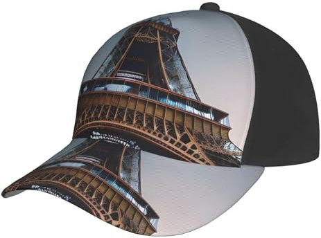 Paris Eiffelturm Print Baseball Cap für Damen und Herren - Verstellbare Outdoor Hut Perfekt für Sport, Reisen, Strand Schwarz, Schwarz, Einheitsgröße, Schwarz, Einheitsgröße