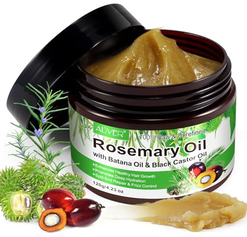 Huile De Batana & Huile Essentielle De Romarin & Huile De Ricin Noir 3In1 Huile Solide Pour La Croissance Des Cheveux, Répare Les Pointes Fourchues, Lisse Les Boucles 4.23 Oz