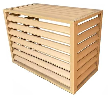 Dnowegas heat pump cover air source heat pump cover ondenser cover aluminum air conditioner fence ac privacy screen Almond Louver Top L100*W50*H70(1.5P)