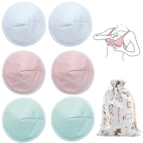 GATOR Coppe Assorbilatte, Coppette Assorbilatte Lavabili 6PCS, Tessuto Ultra Liscio e Assorbente Veloce, Assorbenti Lavabili e Traspiranti per L'Allattamento al Seno, a Forma di Coppa Invisibile