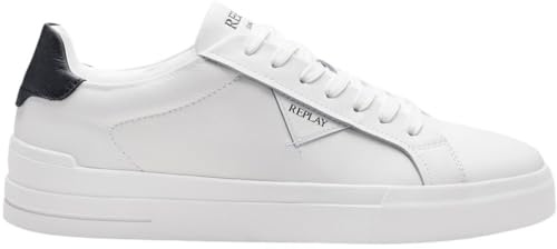 Replay Herren Cupsole Sneaker, White Black (Mehrfarbig), 41