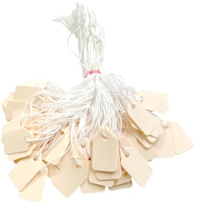 Pack of 200 Small Ivory Strung Tags Price Tickets 13 x 20mm