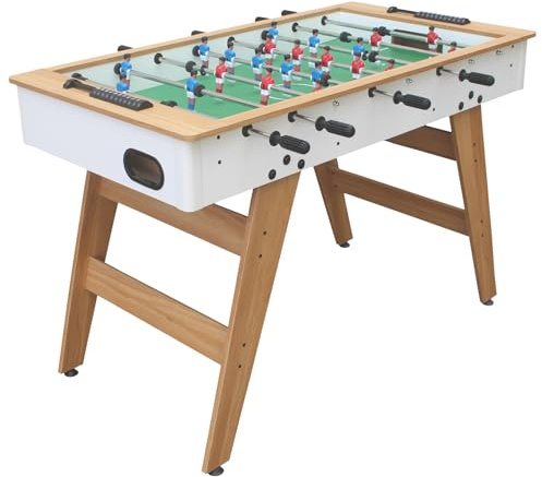 Happy Garden Tischfußball 120 cm Weiß und Holz - 4 Spieler, Innenbereich, modernes Design, Freizeitgestaltung mit der Familie