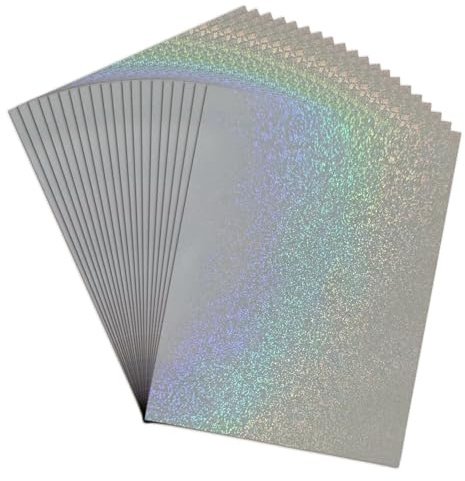 Glitter Laminat Sheets - A4 Holographic Rainbow Sticker Paper, Klebstoff -Overlay -Film | Wasserdichtes Handwerkswick A4 Holographic Decal Paper Regenbogen -Overlay - 20 Blätter selbstklebender Overla