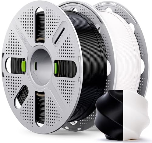 MarsWork PLA Filament 1.75mm, Vorgetrocknetes PLA Basic mit Wiederverwendbarer Schnellwechsel-Spule, 1 kg, für Bambu Lab 3D-Drucker, Vakuumversiegelt mit Trockenmittel, Schwarz+Weiß