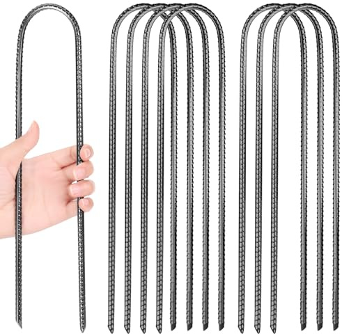 Huiguli 8 Stück Bodenanker Zeltheringe Trampolin, 30 cm lang, 6 cm Breite | U-Haken Erdanker, Campingzelt Metallspieß mit Meißelspitz, Erdnägel für Sicherung Vordächern, Schaukel, Pavillons, Zäune