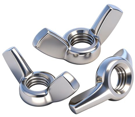 YOOZIYA 10 pcs Wing Nuts M3,Stainless Steel A2 304 Butterfly Wing Nuts,Silver Metric Hand Twist Tighten Fasteners Screws for Threaded Bolts,Furniture Decoration,DIY Tools