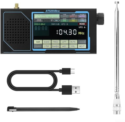 Ricevitore a banda ultra aviazione ATS25, radio FM-SW-SSB-LW-VHF con touchscreen da 4 pollici, radio portatile WiFi 5000MAh VHF