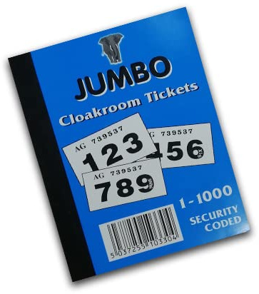 JUMBO BINGO Cloakroom Raffle Tickets Numbered 1-1000 In A Booklet With Coloured Border