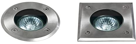 Astro Gramos Round Outdoor Ground Light - IP65 Rated - (Brushed Stainless Steel), GU10 LED Lamp, Designed in Britain - 1312001-3 Years Guarantee