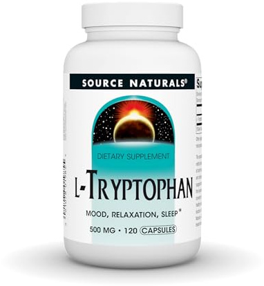 Source Naturals L-Tryptophan, for Mood, Relaxation, and Sleep*, 500mg - 120 Capsules