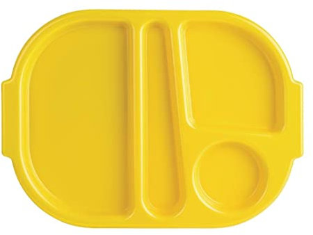 Olympia Kristallon Small Polycarbonate Plastic 4 Compartment Food Tray, Yellow, 322(W) x 236(D)mm / 12 1/2 x 9 1/4 inch, Dishwasher Safe - Care Homes, Schools, Hospitals, DL127