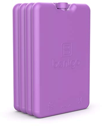 Bentgo Enfriadores para el almuerzo de hielo, paquetes de hielo ultrafinos, perfectos para el uso diario en bolsas de almuerzo, cajas de almuerzo y refrigeradores, paquete de 4 (púrpura)