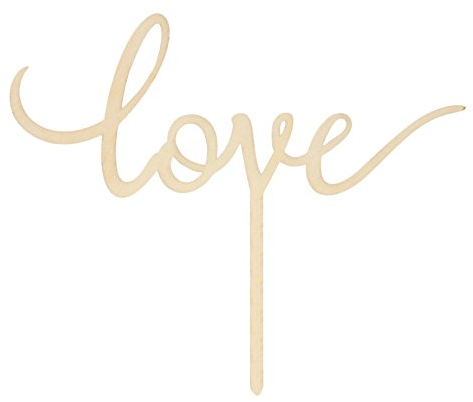 LOVENJOY Wooden Love Cake Topper Rustic Wood for Wedding Engagement Cake Decoration, Gift Boxed