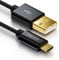 deleyCON 1m Câble Micro USB Nylon + Connecteurs Métalliques Câble de Charge Câble de Données Câble de Charge Rapide Smartphone Tablette - Noir