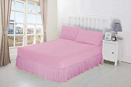 Luxury Percale Frilled Valance Fitted Sheets 14 Colours in Single, Double, King, Super King (King, Pink)