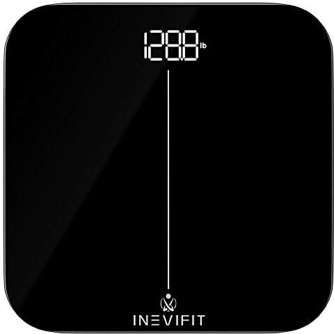 INEVIFIT Bathroom Scale, Digital Bathroom Body Scale, Measures Weight for Multiple Users. Black Large Platform 11X11