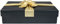 Emartbuy Starre Geschenkbox, 24, 5 x 17 x 6, 5 cm Schwarz Strukturiert Box und Gold Beige Band