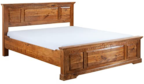 Massivmoebel24.de Bett Akazie 140x200x114 Honig lackiert Oxford #0312