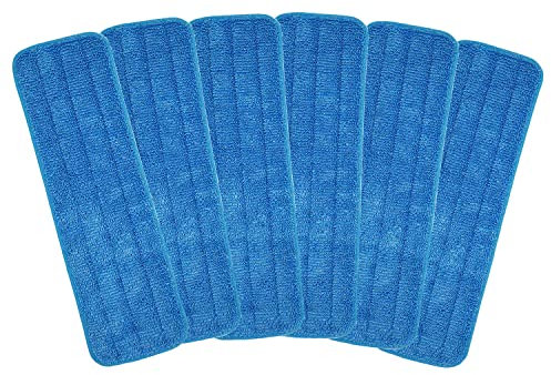 Almohadillas de microfibra para fregona de 18 pulgadas para mopas húmedas y secas, reutilizables, compatibles con el sistema de cuidado del suelo de Bona (paquete de 6)