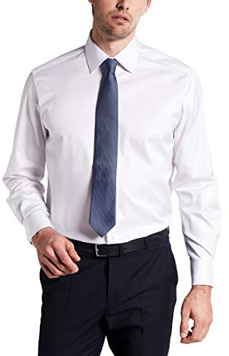 Eterna Herren Langarmhemd Comfort Fit Bezug Twill weiß Uni Hemd, 50/Mehr