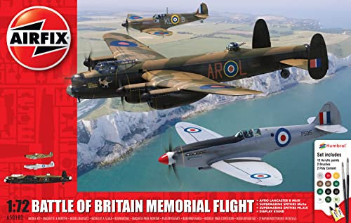 Airfix Aircraft Model Building Kits - Battle of Britain Memorial Flight Miniature Craft Kit, 1/72 Scale Plastic Model Plane Kits for Adults to Build - Aeroplane Gifts for Men