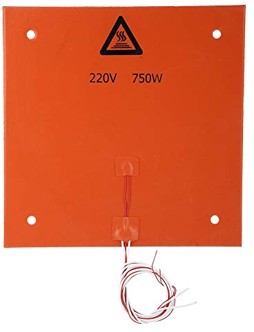 fasient Silikon Heizmatte 310x310mm,220V 750W Hochtemperatur Silikon Heizbettbauplatte,33D Drucker Teile Heizkissen,Heiß Beheizte Bett Heizkissen,Orange