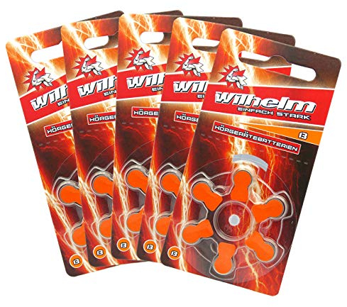 30 x Wilhelm Hörgerätebatterien Typ 13 orange Hörgerätbatterie PR48 ZL2 1,4/1,45 V