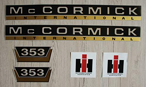 IHC MC CORMICK Aufkleber 353 Gold Traktor Emblem Sticker Label Set kurz