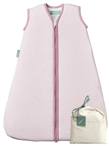molis&co - Baby Schlafsack ärmellos - Ideal für Frühling und Herbst - Babyschlafsack 1 tog ohne Ärmel - Leicht gepolstert - 100% Baumwolle (Oeko-TEX 100), Premium Qualität - Vichy Pink (95 cm)
