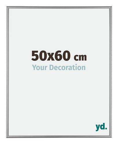 yd. Your Decoration - Cadre 50x60 cm - Platine - Cadres Photos en Aluminium Avec Verre acrylique - Anti-Reflet - Cadre 50x60 - Kent