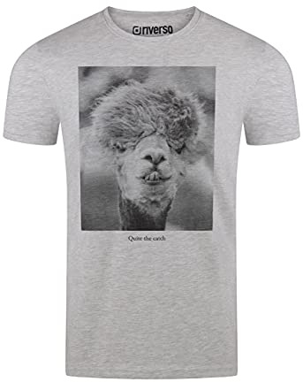 riverso Herren T-Shirt RIVCharly Fotodruck Rundhals Kurzarm Tee Shirt Regular Baumwolle Tierdruck Blau Weiß Grau Grün S M L XL XXL 3XL 4XL 5XL