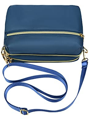 YANAIER Damen Umhängetasche Klein Mini Bag Sling Tasche Handtasche Frauen Mädchen Tasche mit Vielen Praktischen Taschen Nylon Schultertasche Säureblau