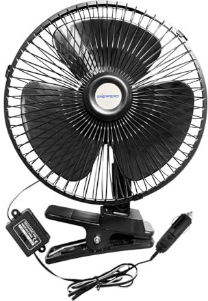 Enerfero 8 pulgadas ventilador auto 12V-24V, mini ventilador silencioso,vendilador para coches,camiones y furgonetas (Negro, 24V 202405)