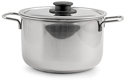 Royal Norfolk Pentola, Realizzata in Acciaio Inox, Misura 20cm, è Compresa di Coperchio, Lavabile in Lavastoviglie, Classico e Igienico 100%, Prodotto Originale e Certificato, Grigio