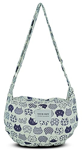 YOUR COSY Damen Sling Umhängetaschen Große Schulter Shopping Hobo Bag Handtasche Top Zip Bags Handmade Messenger Bag (Neko Cat)