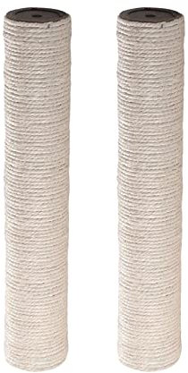 perfk Pet Cat Scratching Post Replacement Dia 7cm Cat Tree Scratcher Post Interactive Toy Natural Sisal Rope Scratch Post Refill Pole for Playing, Beige 50cm