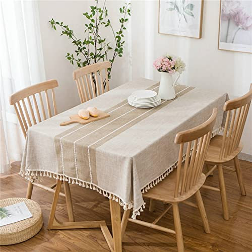 Tischdecke Usa Tischschoner Unterlage Einfacher Streifenstil Wax Tischdecke Abwaschbar Tischtuch Klammern Für Draußen Khaki Tischschutz Dekoration 140X250Cm
