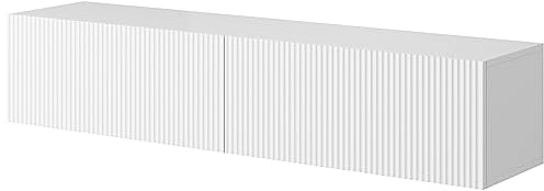Selsey TV Schrank Board Sideboard Fernsehtisch Fernsehschrank 140 cm Hängend Gefräste Front Weiß Veldio