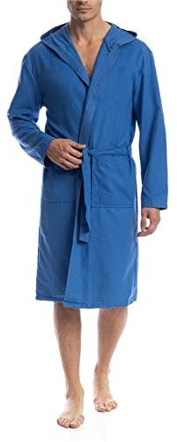 o-day Accappatoio Microfibra Uomo Donna Salvaspazio Unisex per Adulti con Cappuccio e Tasche Ideale per Viaggio Piscina Palestra Leggero Morbido (L, ROYAL)