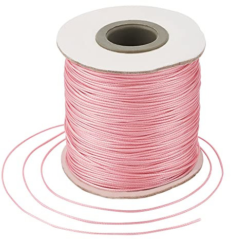 Bestewelry Cordoncino in poliestere cerato, 169 metri, 0,5 mm, filo per perline per la realizzazione di gioielli e bracciali, macramè, cuoio, colore rosa